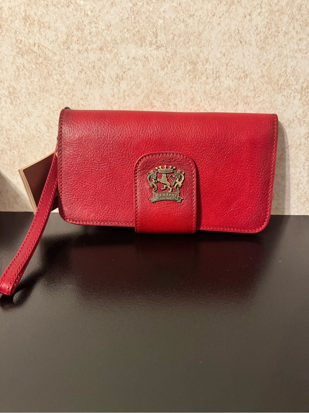 Pratesi made in Italy Deep Red LeatherWristlet Wallet - Picture 2 of 6